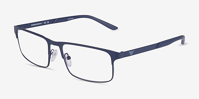 Emporio Armani EA1170 Matte Blue MetalEyeglass Frames from EyeBuyDirect, Angle View