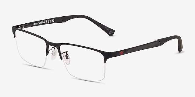 Emporio Armani EA1110D Rubber Black MetalEyeglass Frames from EyeBuyDirect, Angle View