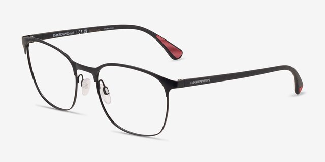 Emporio Armani EA1114 Matte Black MetalEyeglass Frames from EyeBuyDirect, Angle View