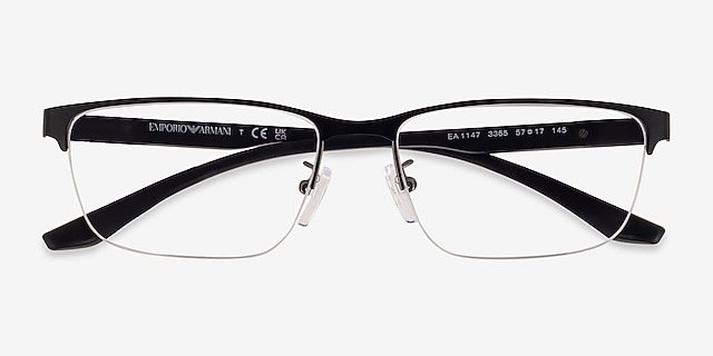 Emporio Armani EA1147 Matte Gunmetal Black MetalEyeglass Frames from EyeBuyDirect, Closed View