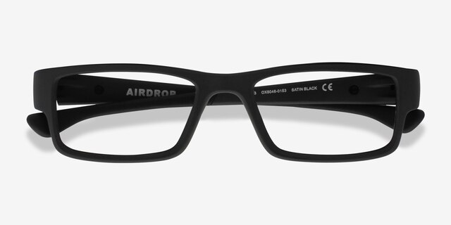 Oakley Airdrop Satin Black PlasticEyeglass Frames from EyeBuyDirect, Closed View