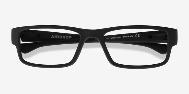 Oakley Airdrop Satin Black PlasticEyeglass Frames from EyeBuyDirect, Closed View