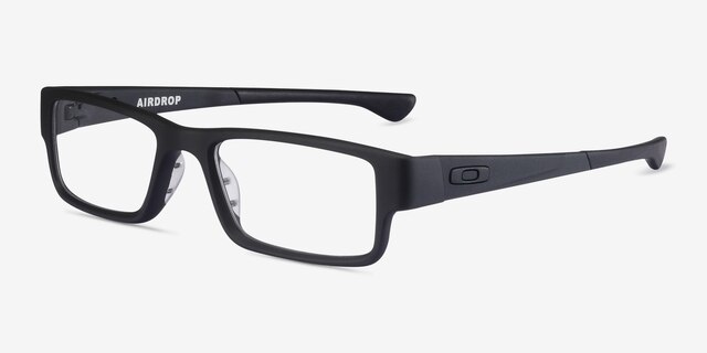 Oakley Airdrop Satin Black PlasticEyeglass Frames from EyeBuyDirect, Angle View
