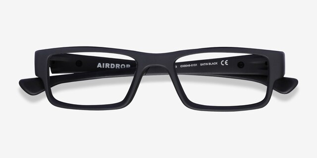 Oakley Airdrop Satin Black PlasticEyeglass Frames from EyeBuyDirect, Closed View