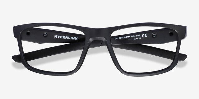 Oakley Hyperlink Satin Black PlasticEyeglass Frames from EyeBuyDirect, Closed View