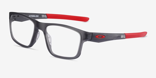 Oakley Hyperlink Satin Gray Smoke PlasticEyeglass Frames from EyeBuyDirect, Angle View