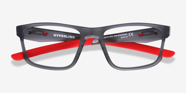 Oakley Hyperlink Satin Gray Smoke PlasticEyeglass Frames from EyeBuyDirect, Closed View
