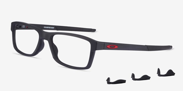 Oakley Chamfer MNP Black PlasticEyeglass Frames from EyeBuyDirect, Angle View