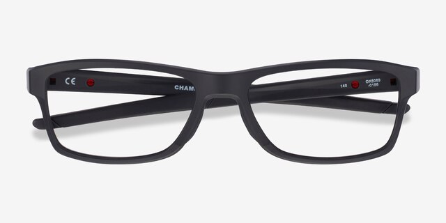 Oakley Chamfer MNP Black PlasticEyeglass Frames from EyeBuyDirect, Closed View