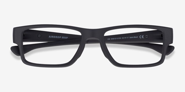 Oakley Airdrop Mnp Satin Black PlasticEyeglass Frames from EyeBuyDirect, Closed View
