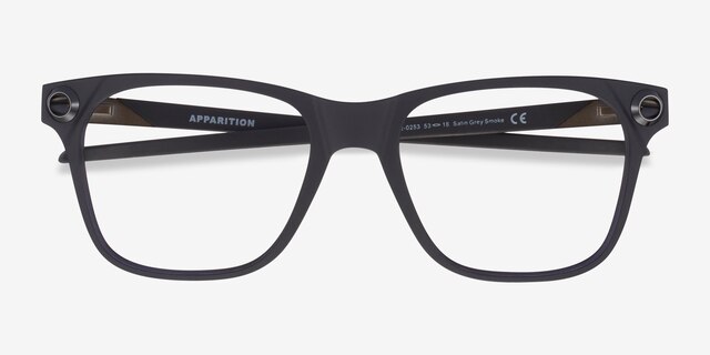 Oakley Apparition Satin Gray Smoke PlastiqueMontures de lunettes de vue d'EyeBuyDirect, Vue Rapprochée