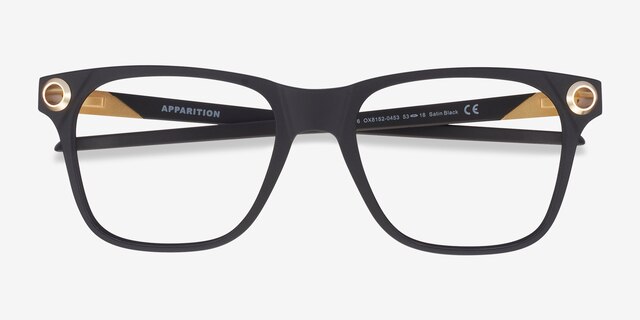 Oakley Apparition Satin Black PlasticEyeglass Frames from EyeBuyDirect, Closed View