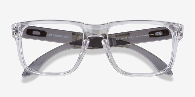 Oakley Holbrook Rx Polished Clear PlasticEyeglass Frames from EyeBuyDirect, Closed View