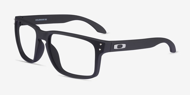 Oakley Holbrook Rx Satin Black PlasticEyeglass Frames from EyeBuyDirect, Angle View