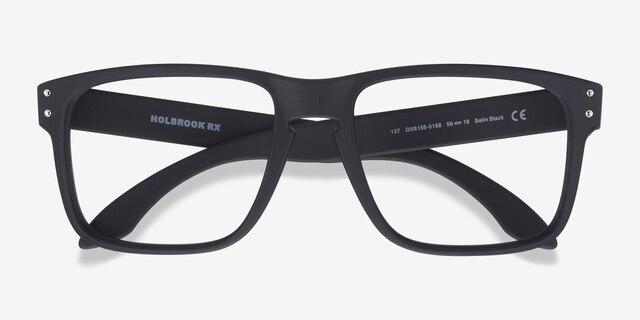 Oakley Holbrook Rx Satin Black PlasticEyeglass Frames from EyeBuyDirect, Closed View