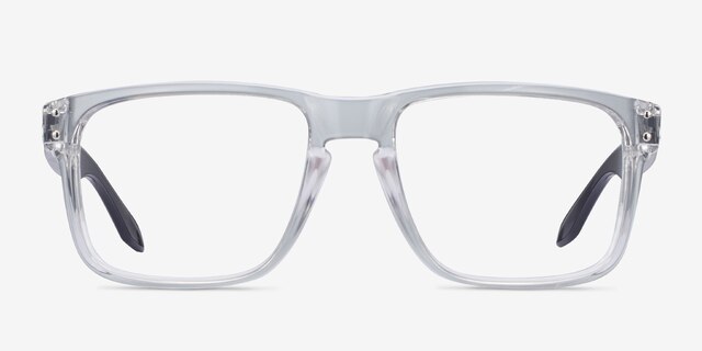 Oakley Holbrook Rx Polished Clear Gray PlasticEyeglass Frames from EyeBuyDirect, Front View