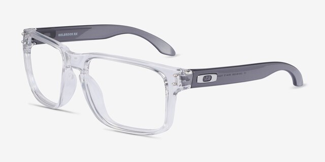Oakley Holbrook Rx Polished Clear Gray PlasticEyeglass Frames from EyeBuyDirect, Angle View