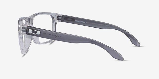 Oakley Holbrook Rx Polished Clear Gray PlasticEyeglass Frames from EyeBuyDirect, Side View