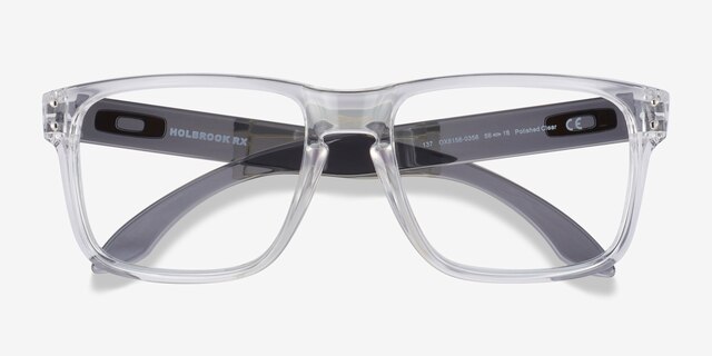 Oakley Holbrook Rx Polished Clear Gray PlasticEyeglass Frames from EyeBuyDirect, Closed View
