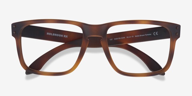 Oakley Holbrook Rx Matte Brown Tortoise PlasticEyeglass Frames from EyeBuyDirect, Closed View