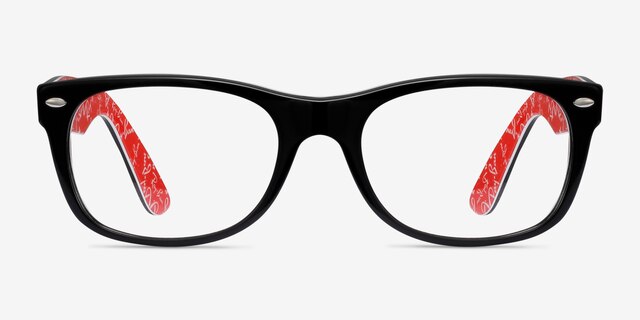 Ray-Ban RB5184 Wayfarer Black & Red AcetateEyeglass Frames from EyeBuyDirect, Front View