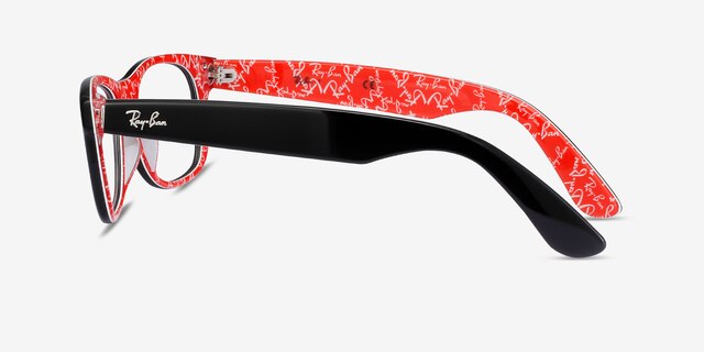 Ray-Ban RB5184 Wayfarer Black & Red AcetateEyeglass Frames from EyeBuyDirect, Side View