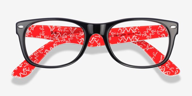 Ray-Ban RB5184 Wayfarer Black & Red AcetateEyeglass Frames from EyeBuyDirect, Closed View