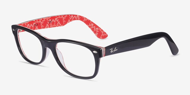 Ray-Ban RB5184 Wayfarer Black & Red AcetateEyeglass Frames from EyeBuyDirect, Angle View