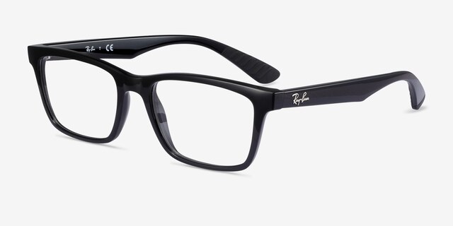 Ray-Ban RB7025 Shiny Black PlasticEyeglass Frames from EyeBuyDirect, Angle View