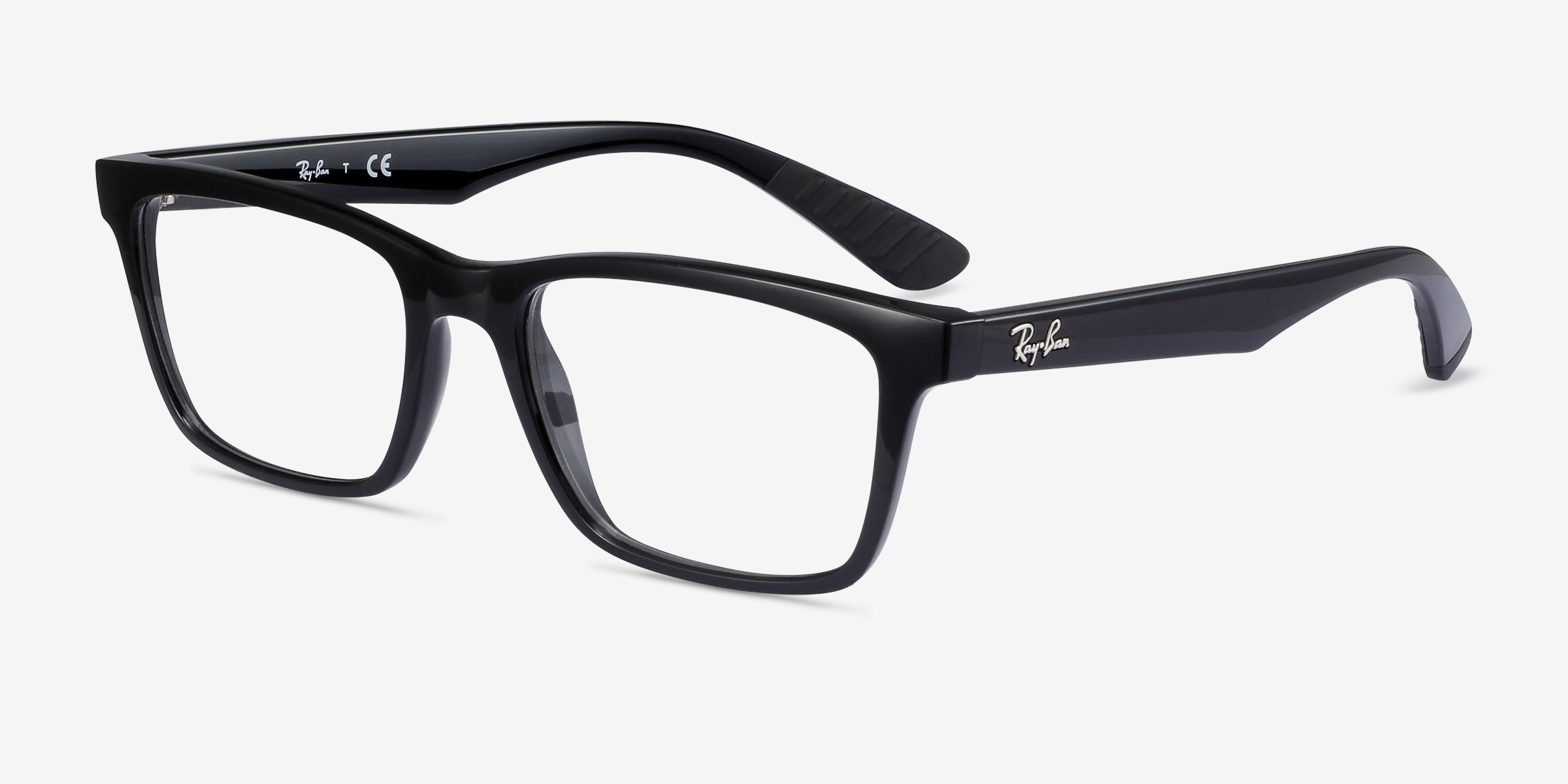 Ray Ban Rb7025 Rectangle Shiny Black Frame Eyeglasses Eyebuydirect