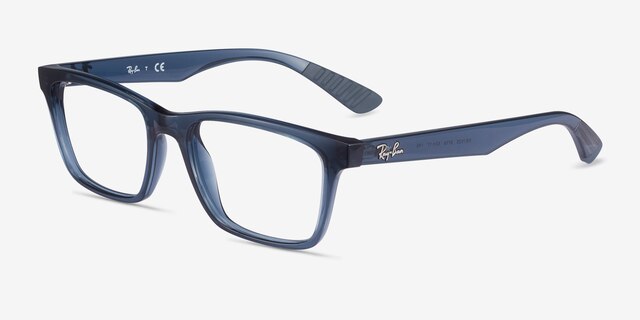Ray-Ban RB7025 Blue PlasticEyeglass Frames from EyeBuyDirect, Angle View