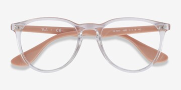 Ray Ban Rb7046 Round Clear Pink Beige Frame Glasses For Women Eyebuydirect