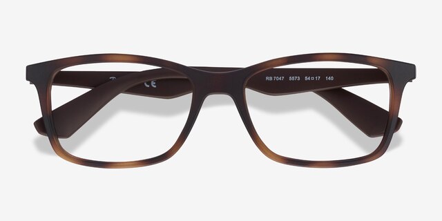 Ray-Ban RB7047 Tortoise Brown PlasticEyeglass Frames from EyeBuyDirect, Closed View