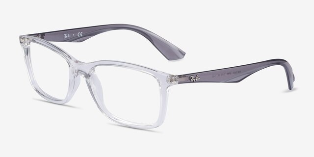 Ray-Ban RB7047 Clear & Gray PlasticEyeglass Frames from EyeBuyDirect, Angle View