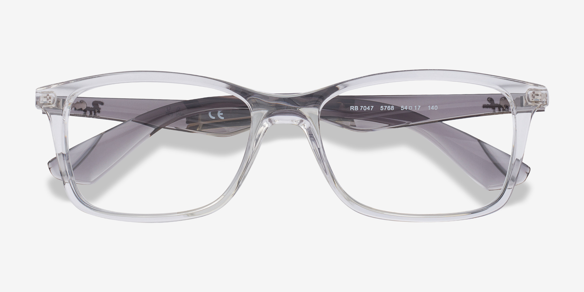 RayBan RB7047 Rectangle Clear & Gray Frame Eyeglasses Eyebuydirect