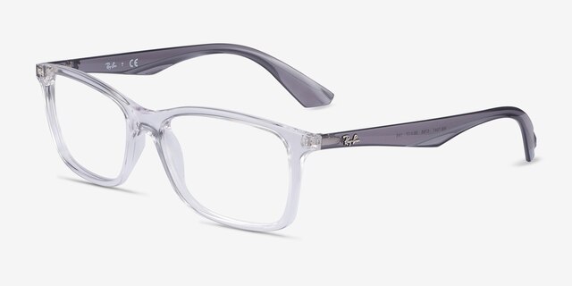 Ray-Ban RB7047 Clear & Gray PlasticEyeglass Frames from EyeBuyDirect, Angle View