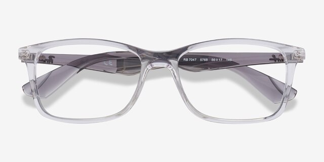 Ray-Ban RB7047 Clear & Gray PlasticEyeglass Frames from EyeBuyDirect, Closed View