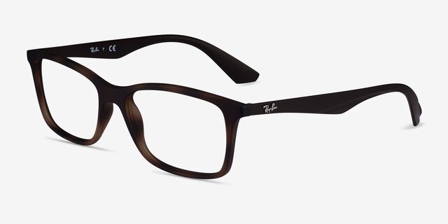 Ray-Ban RB7047 Tortoise Brown PlasticEyeglass Frames from EyeBuyDirect, Angle View