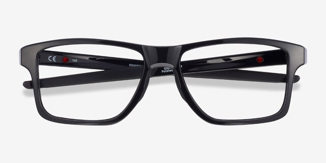 Oakley Chamfer Squared Polished Black PlastiqueMontures de lunettes de vue d'EyeBuyDirect, Vue Rapprochée