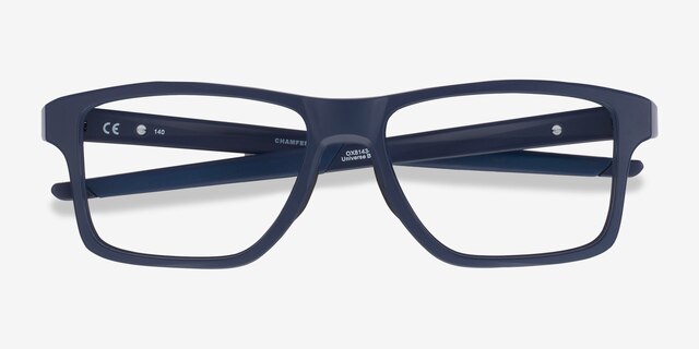 Oakley Chamfer Squared Universe Blue PlastiqueMontures de lunettes de vue d'EyeBuyDirect, Vue Rapprochée