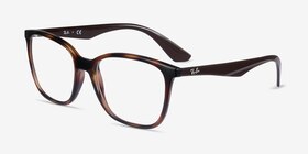 Ray-Ban RB7066 Tortoise Brown Plastique Montures de lunettes de vue d'EyeBuyDirect, Vue d'Angle