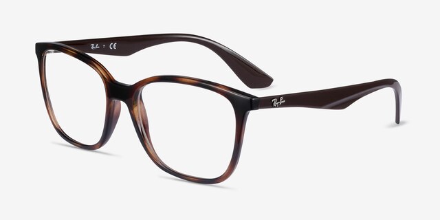 Ray-Ban RB7066 Tortoise Brown PlasticEyeglass Frames from EyeBuyDirect, Angle View