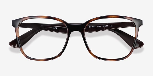 Ray-Ban RB7066 Tortoise Brown PlasticEyeglass Frames from EyeBuyDirect, Closed View