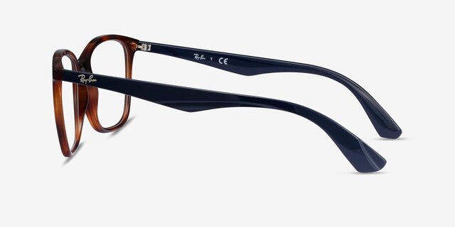 Ray-Ban RB7066 Tortoise Blue PlasticEyeglass Frames from EyeBuyDirect, Side View