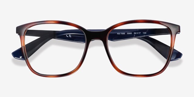 Ray-Ban RB7066 Tortoise Blue PlasticEyeglass Frames from EyeBuyDirect, Closed View