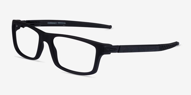 Oakley Currency Satin Black PlasticEyeglass Frames from EyeBuyDirect, Angle View