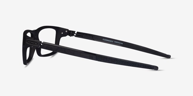 Oakley Currency Satin Black PlasticEyeglass Frames from EyeBuyDirect, Side View