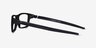 Oakley Currency Satin Black PlasticEyeglass Frames from EyeBuyDirect, Side View