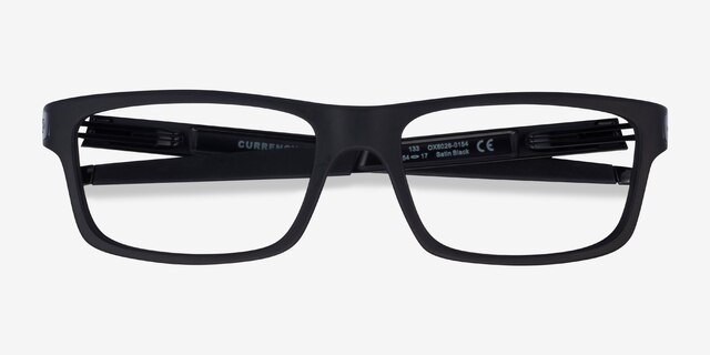 Oakley Currency Satin Black PlasticEyeglass Frames from EyeBuyDirect, Closed View