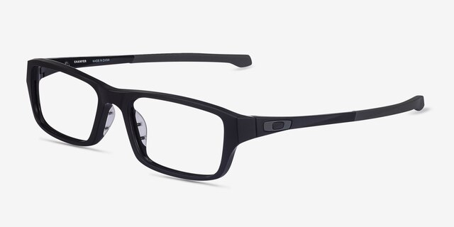 Oakley Chamfer Satin Black PlasticEyeglass Frames from EyeBuyDirect, Angle View